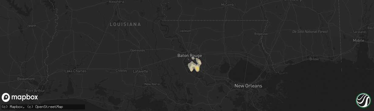 Hail map in Baton Rouge, LA on June 27, 2016