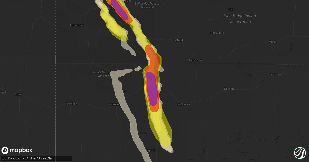 Hail map in Chadron, NE on June 27, 2016