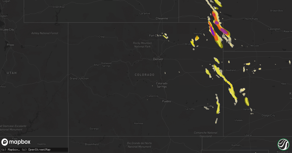 Hail map in Colorado on June 27, 2016