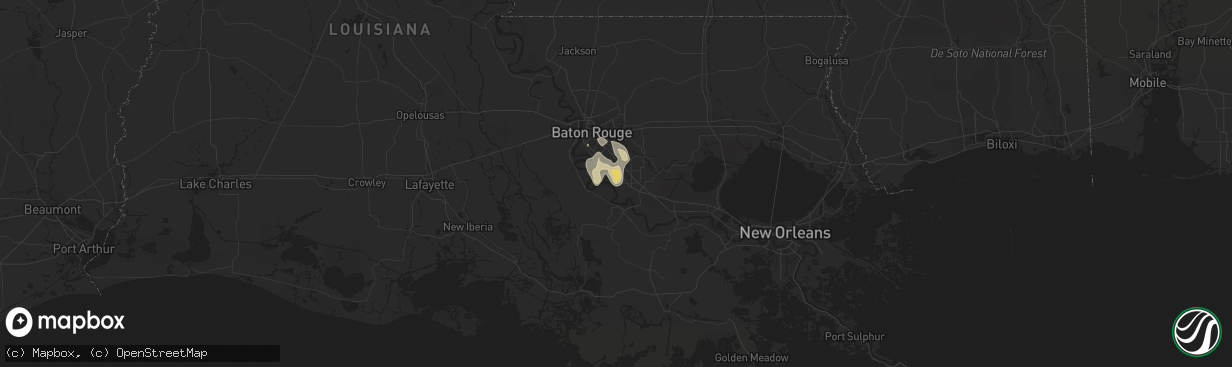 Hail map in Geismar, LA on June 27, 2016