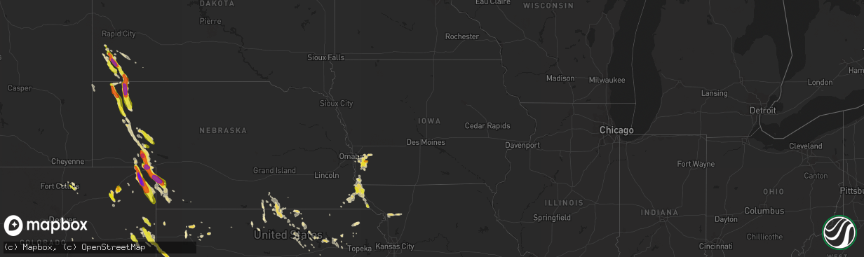 Hail map in Iowa on June 27, 2016