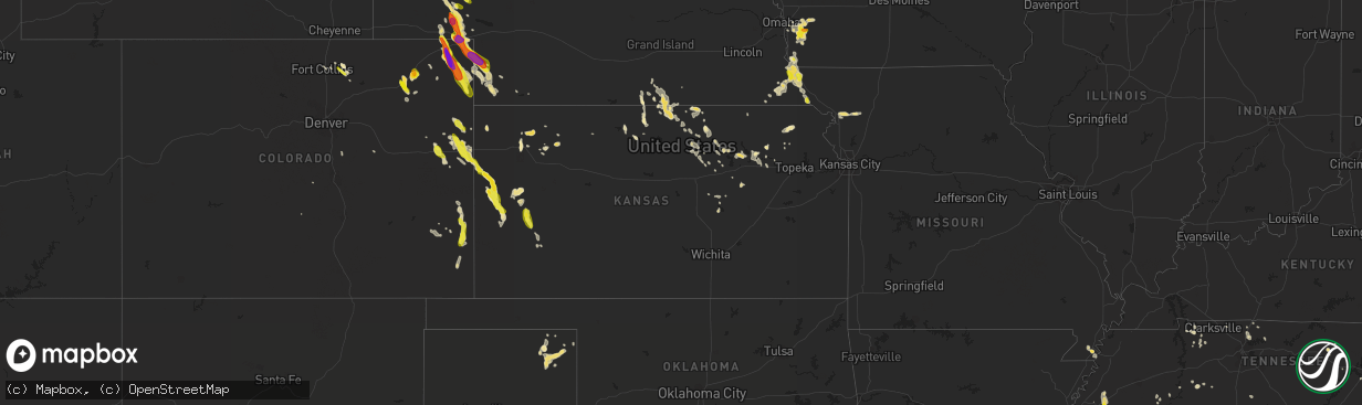 Hail map in Kansas on June 27, 2016