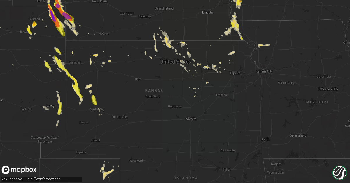 Hail map in Kansas on June 27, 2016