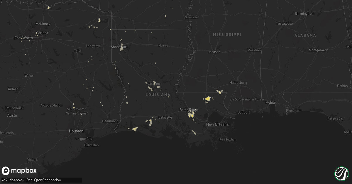 Hail map in Louisiana on June 27, 2016