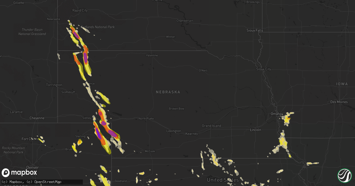 Hail map in Nebraska on June 27, 2016