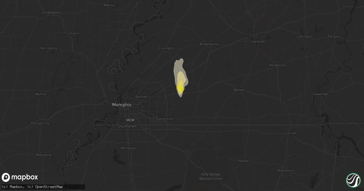 Hail map in Oakland, TN on June 27, 2016