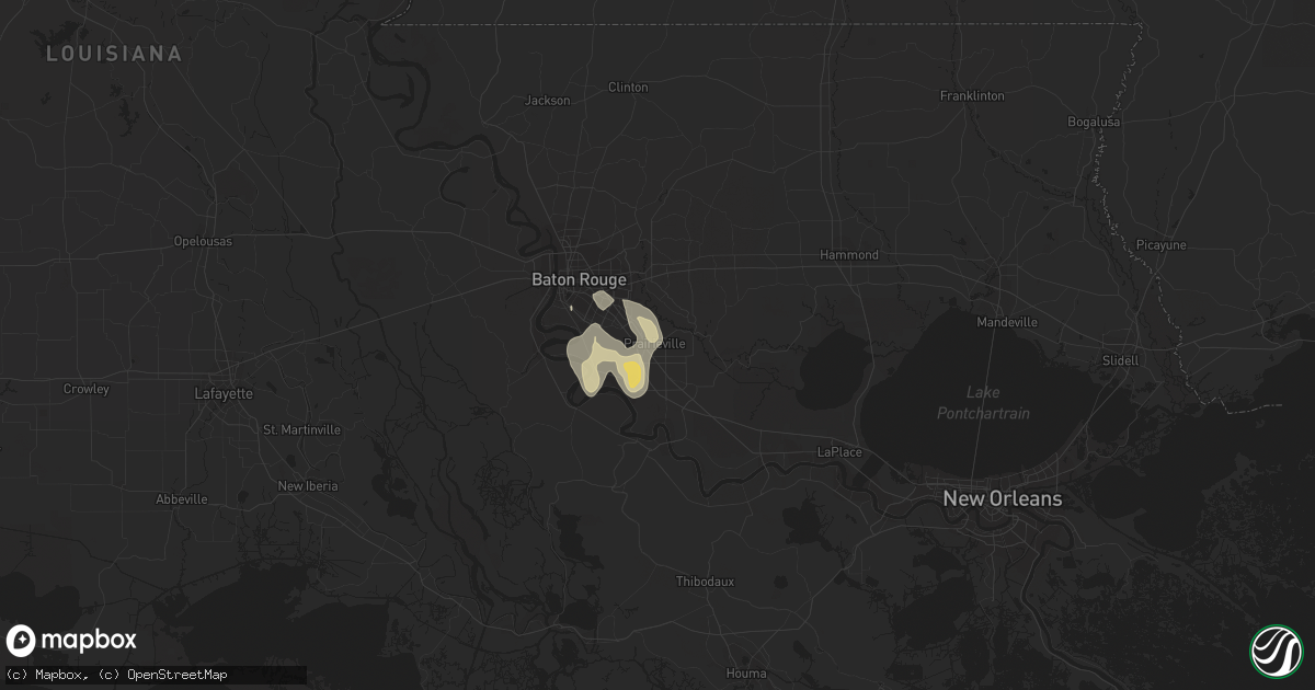 Hail map in Prairieville, LA on June 27, 2016