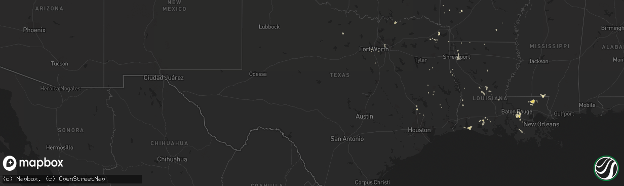 Hail map in Texas on June 27, 2016