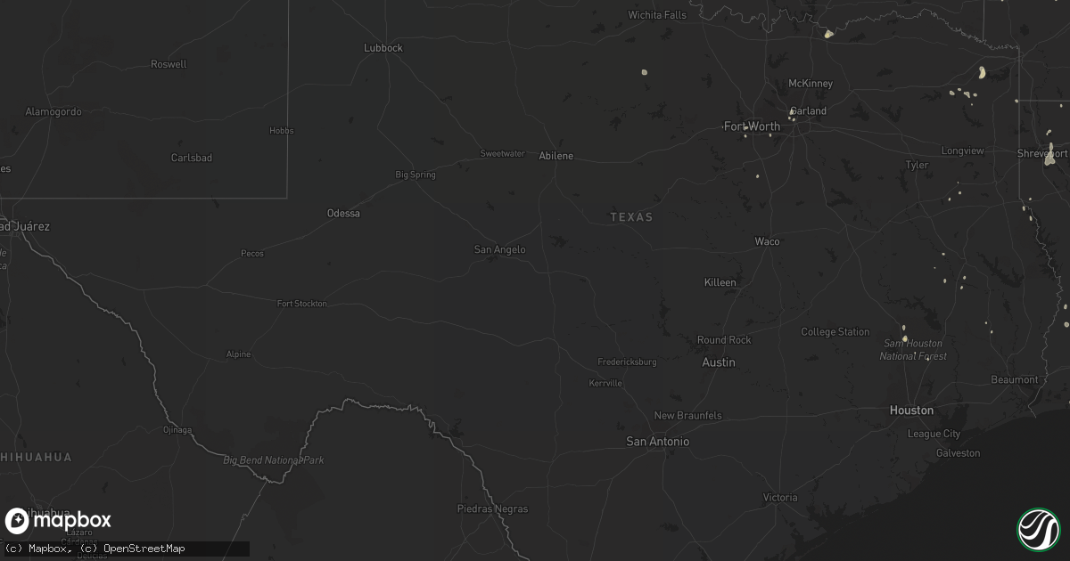 Hail map in Texas on June 27, 2016