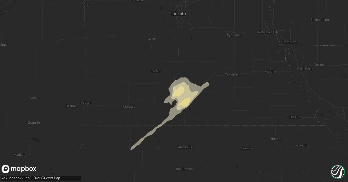 Hail map in Beatrice, NE on June 27, 2017