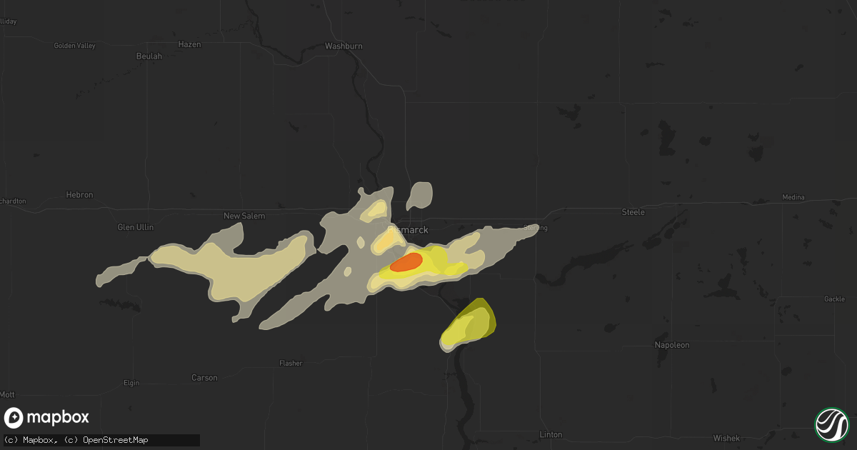 Hail map in Bismarck, ND on June 27, 2017