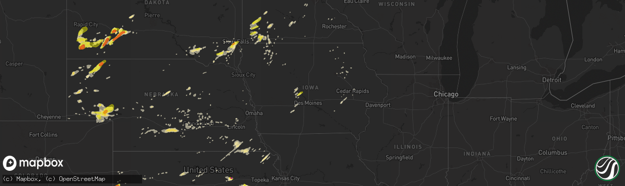 Hail map in Iowa on June 27, 2017