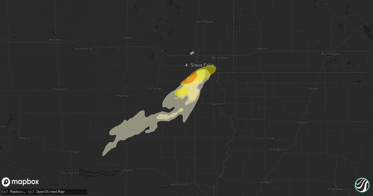 Hail map in Lennox, SD on June 27, 2017