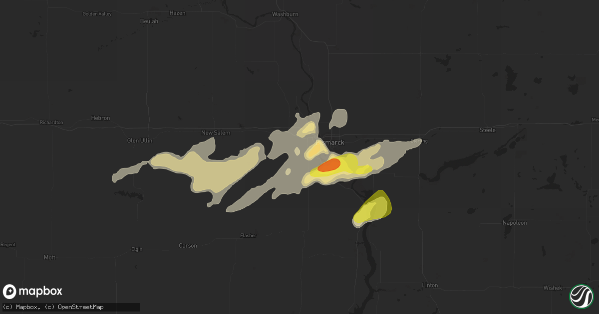 Hail map in Mandan, ND on June 27, 2017