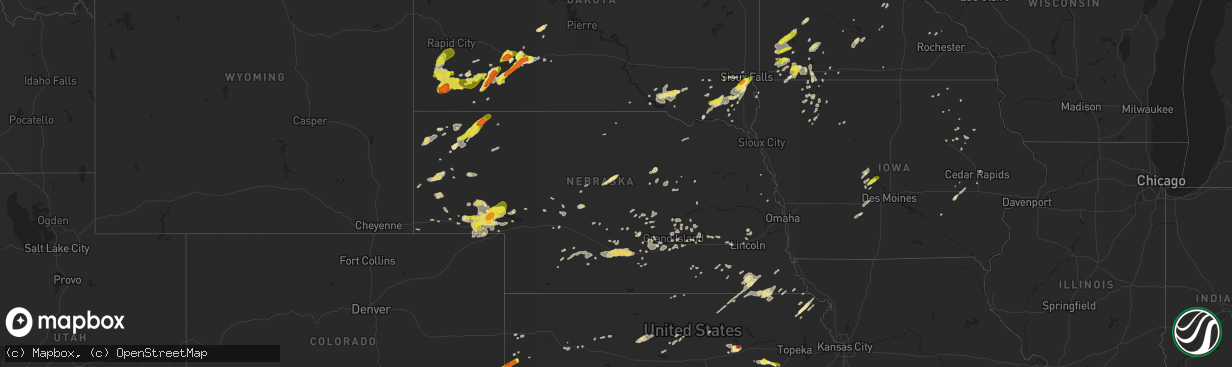 Hail map in Nebraska on June 27, 2017