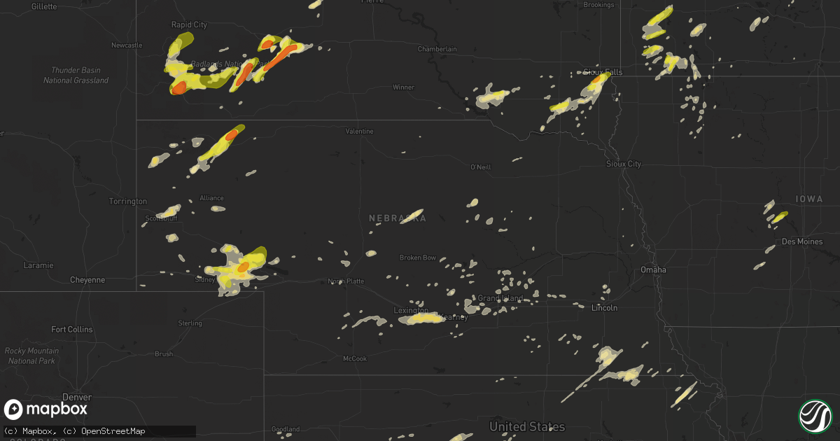 Hail map in Nebraska on June 27, 2017