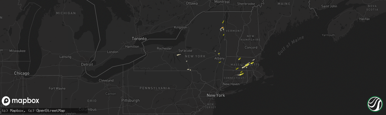 Hail map in New York on June 27, 2017