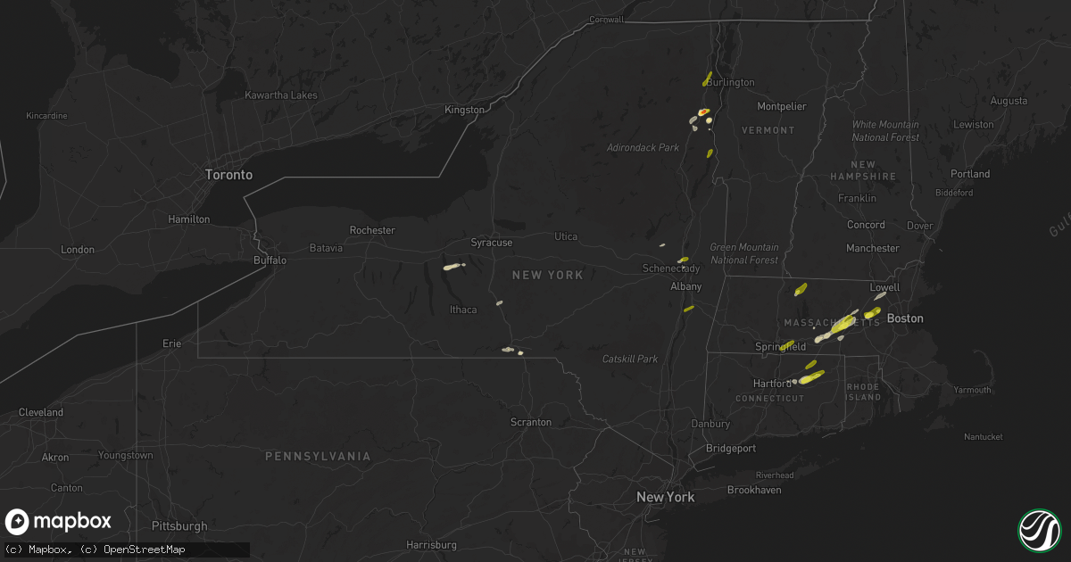 Hail map in New York on June 27, 2017