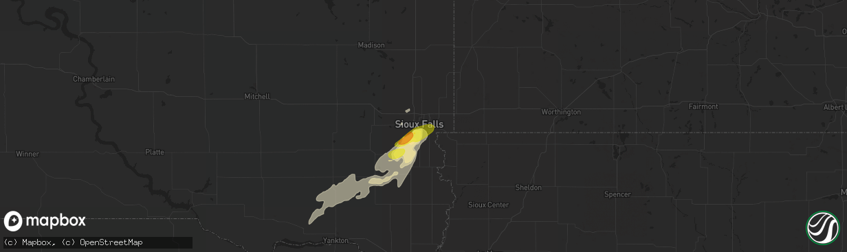 Hail map in Sioux Falls, SD on June 27, 2017