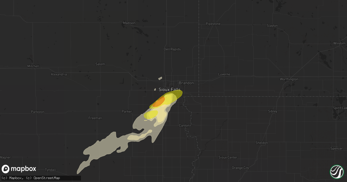 Hail map in Sioux Falls, SD on June 27, 2017