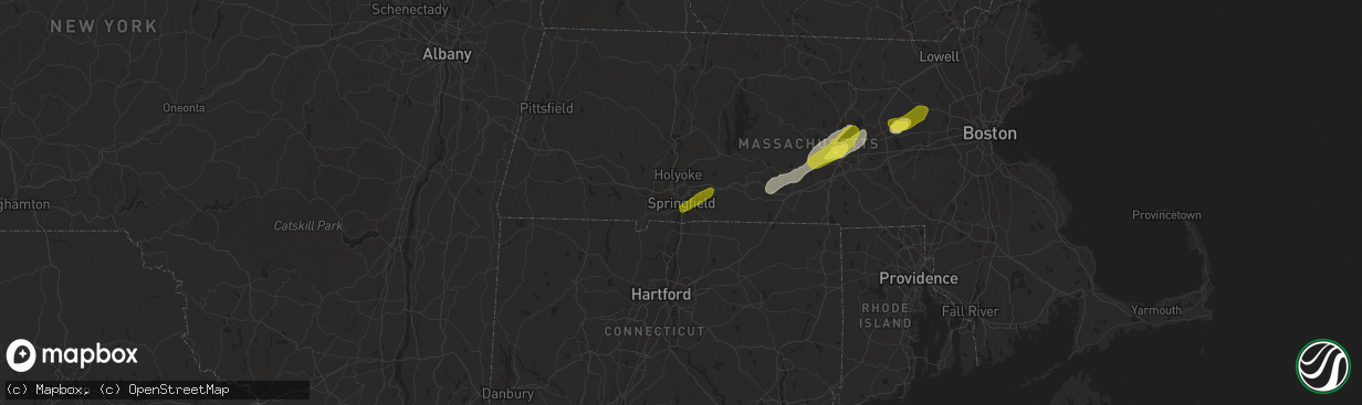 Hail map in Springfield, MA on June 27, 2017