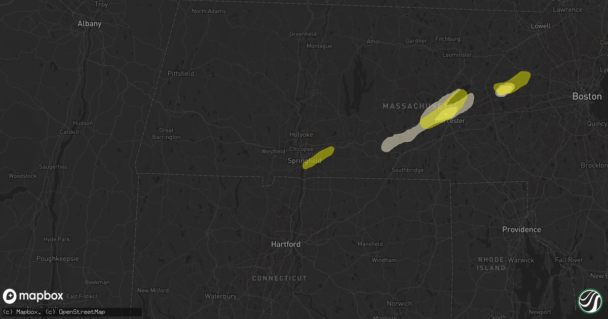 Hail map in Springfield, MA on June 27, 2017