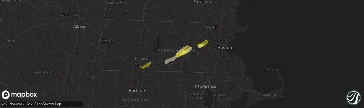 Hail map in Worcester, MA on June 27, 2017