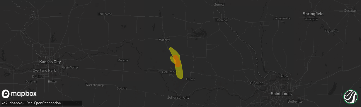 Hail map in Centralia, MO on June 27, 2018