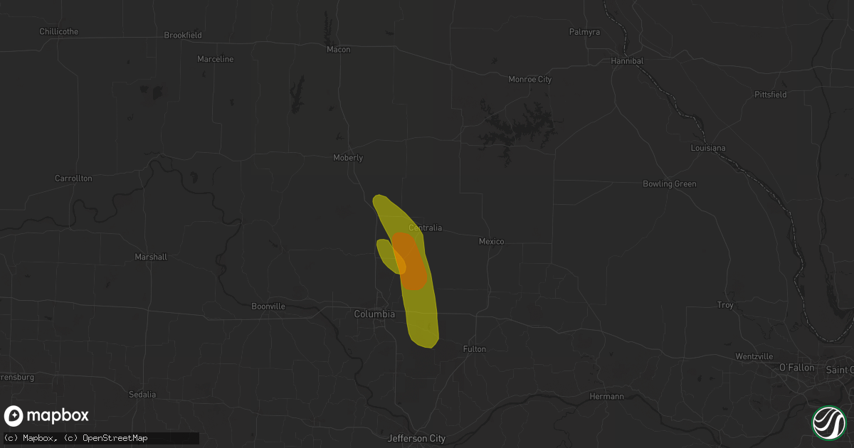 Hail map in Centralia, MO on June 27, 2018