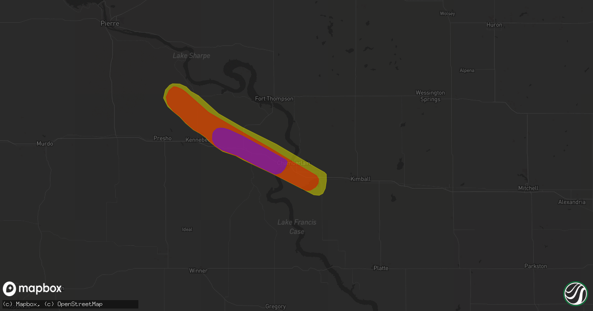 Hail map in Chamberlain, SD on June 27, 2018