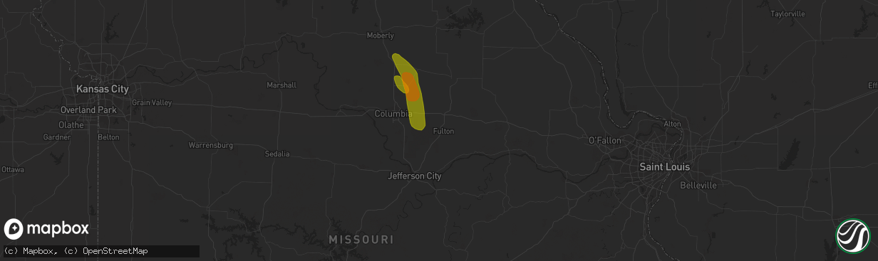 Hail map in Fulton, MO on June 27, 2018