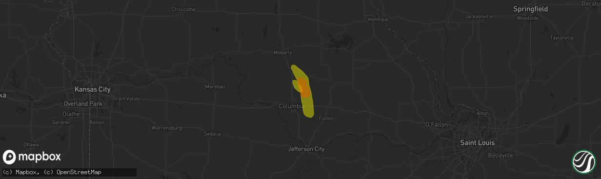 Hail map in Hallsville, MO on June 27, 2018