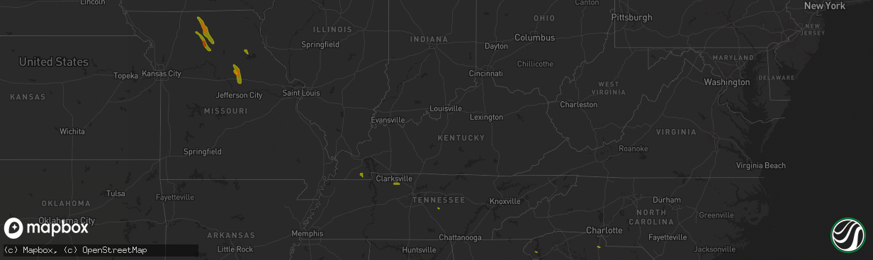 Hail map in Kentucky on June 27, 2018