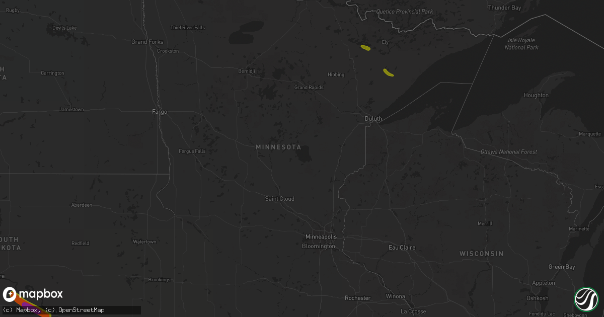 Hail map in Minnesota on June 27, 2018