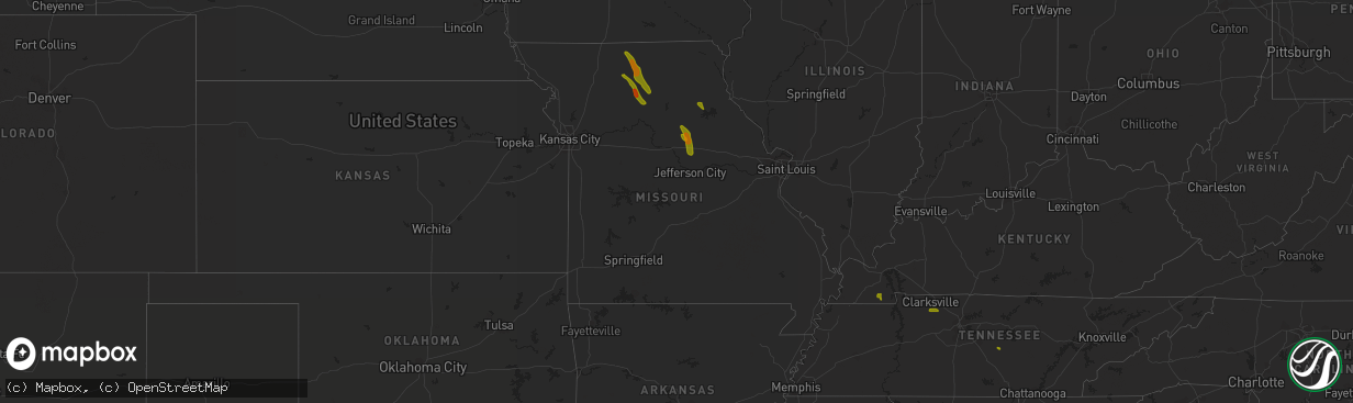 Hail map in Missouri on June 27, 2018