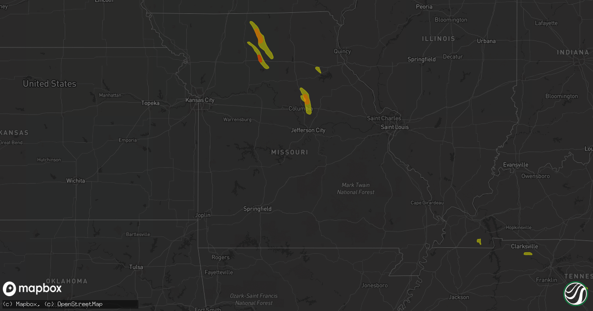 Hail map in Missouri on June 27, 2018
