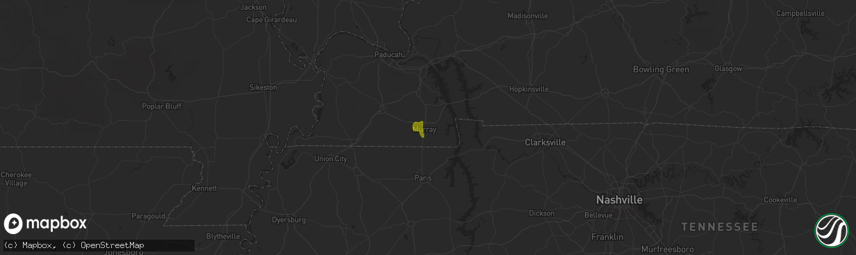 Hail map in Murray, KY on June 27, 2018