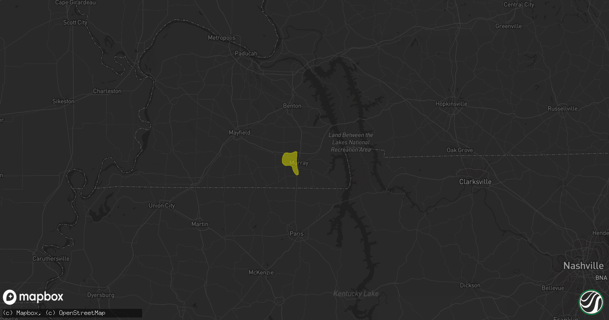 Hail map in Murray, KY on June 27, 2018