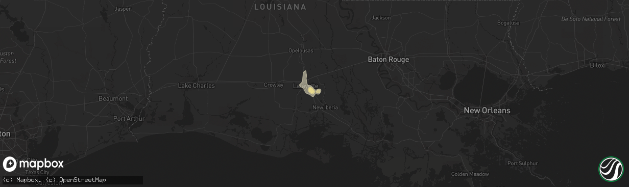 Hail map in Broussard, LA on June 27, 2019