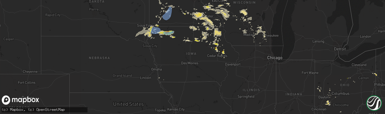 Hail map in Iowa on June 27, 2019