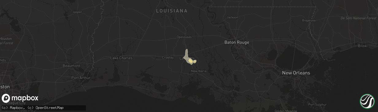 Hail map in Lafayette, LA on June 27, 2019