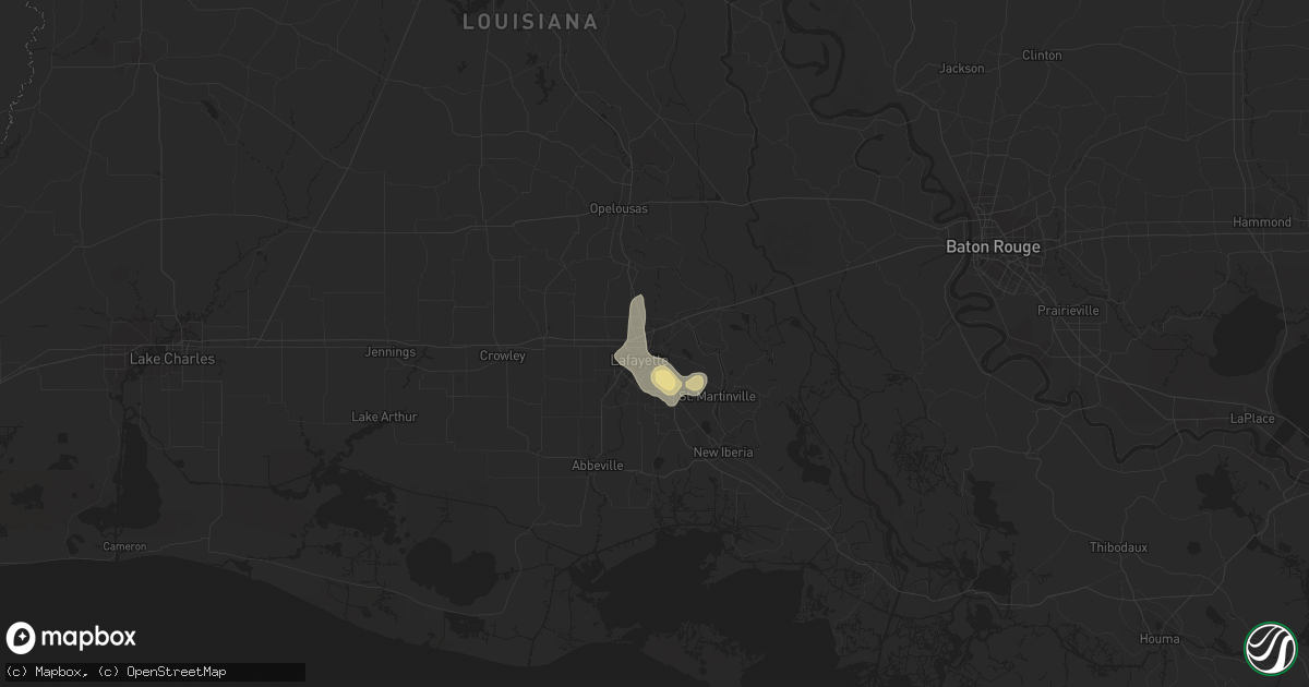 Hail map in Lafayette, LA on June 27, 2019