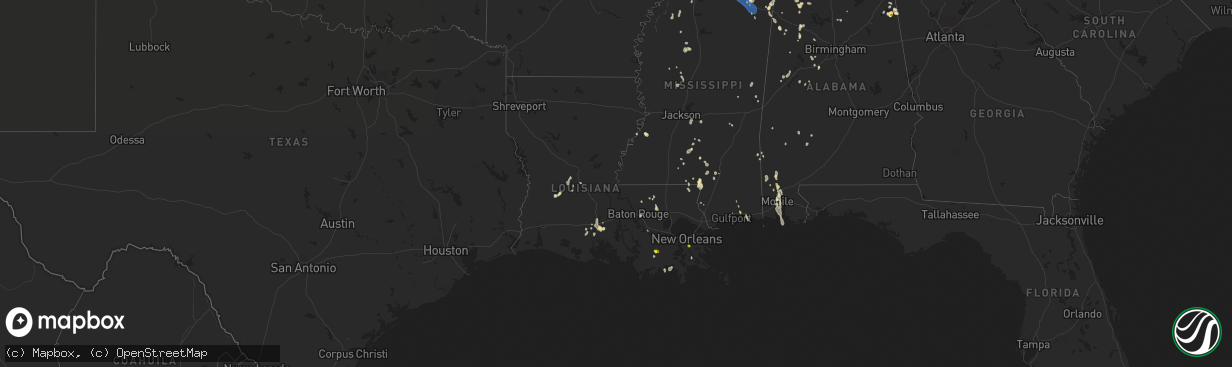 Hail map in Louisiana on June 27, 2019