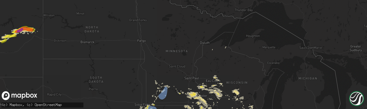 Hail map in Minnesota on June 27, 2019