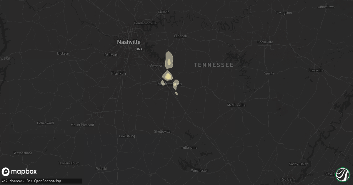 Hail map in Murfreesboro, TN on June 27, 2019