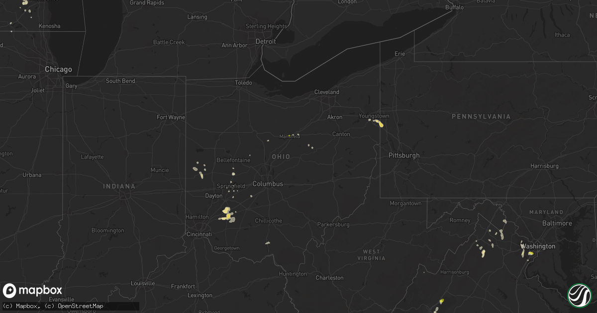 Hail map in Ohio on June 27, 2019