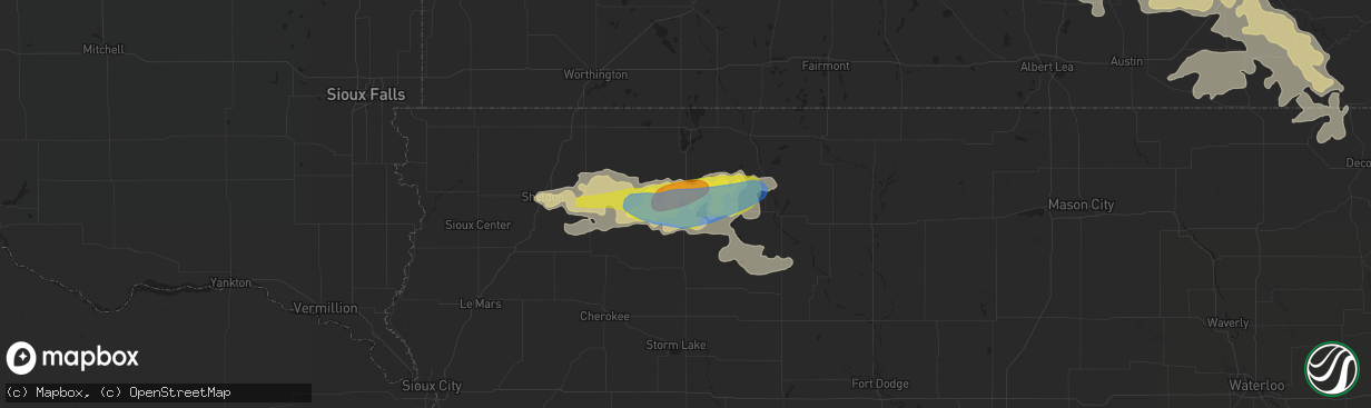 Hail map in Spencer, IA on June 27, 2019