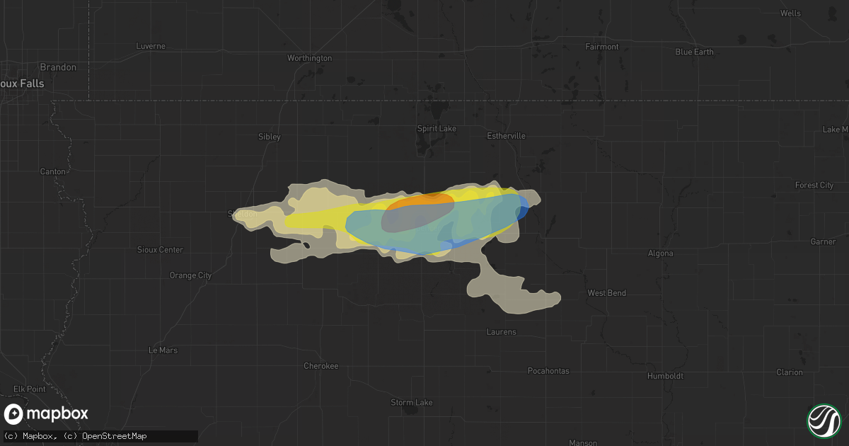 Hail map in Spencer, IA on June 27, 2019