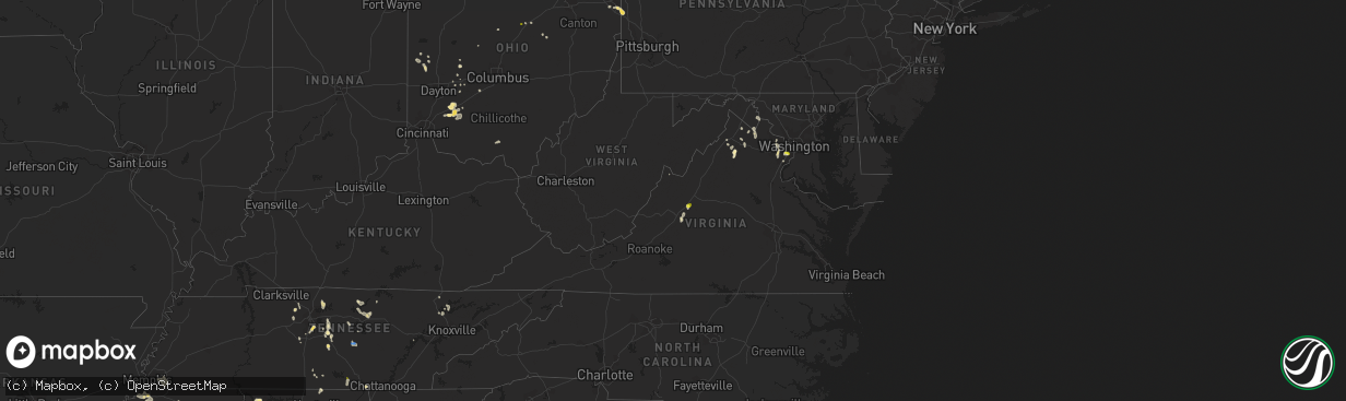 Hail map in Virginia on June 27, 2019