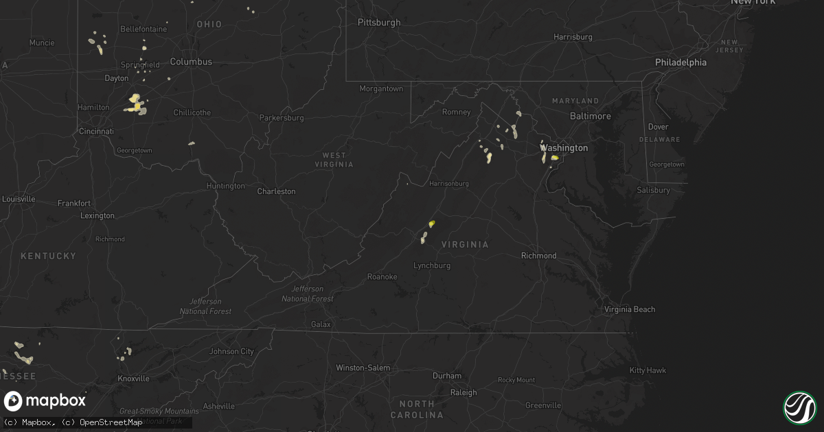 Hail map in Virginia on June 27, 2019